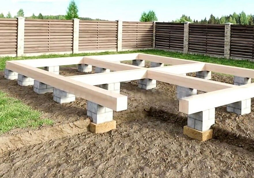 столбчатый фундамент для бани, столбчатый фундамент, столбчатый фундамент для беседки, столбчатый фундамент 6х6, столбчатый фундамент из блоков