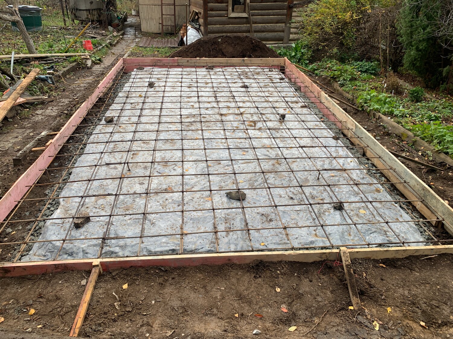 бетонная плита, монолитная плита, фундаментная плита под гараж с ямой, фундаментная плита под гараж, монолитный фундамент