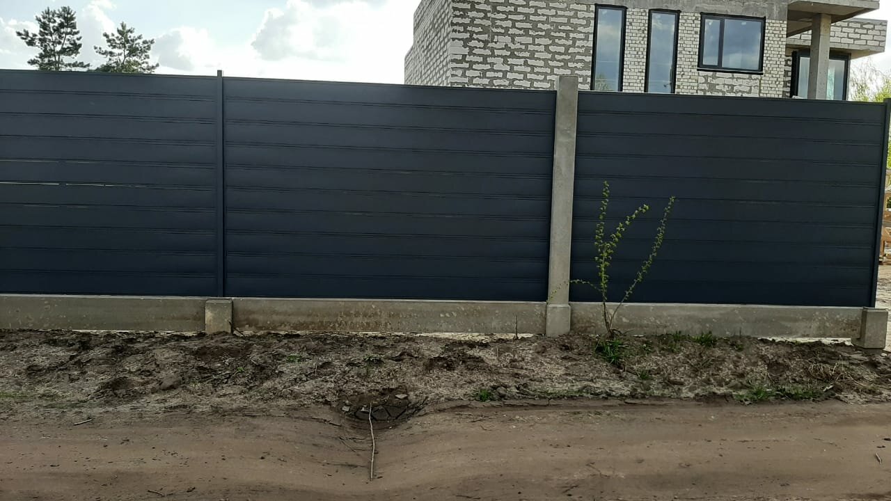 забор, современные заборы, модульные заборы, металлические заборы, забор серый графит