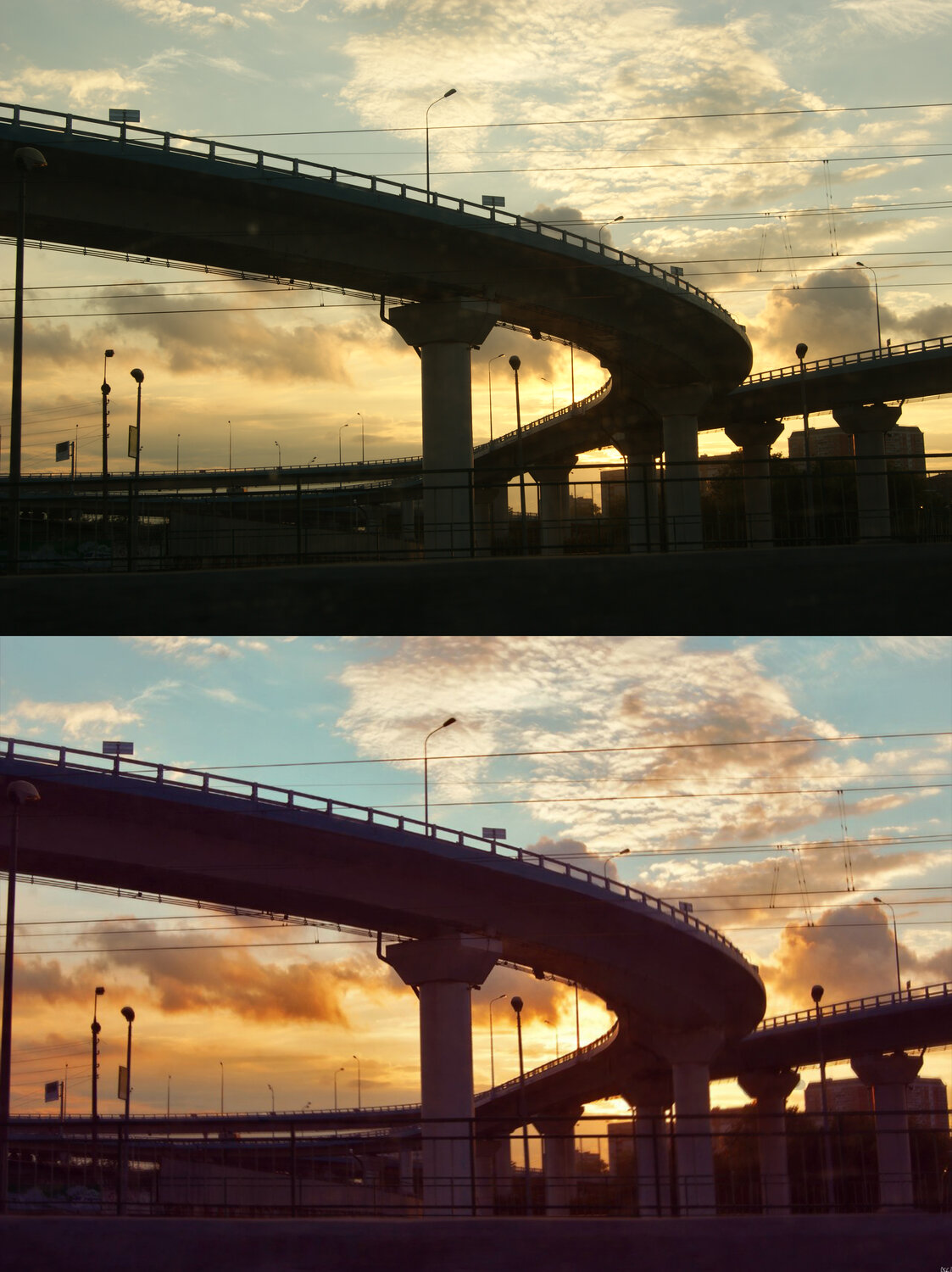 красивый мост-эстакада, кольцевая дорога, кольцевая автодорога, кольцевая автомобильная дорога, мост