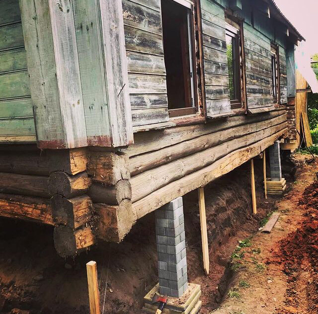 Ремонт фундамента с подъемом домов