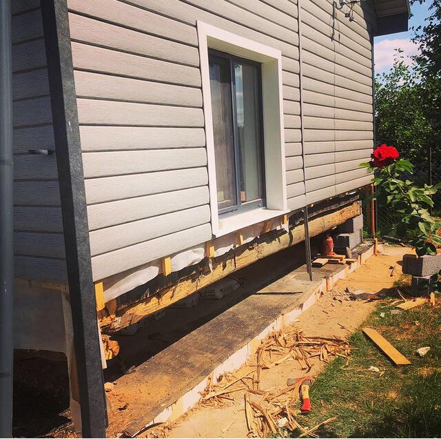 Ремонт фундамента с подъемом домов