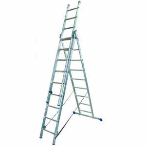 лестница алюминиевая трехсекционная вихрь ла 3х8 (73/5/1/21), лестница-стремянка krosper krw 3х17, лестница алюминиевая вихрь ла 3х8, лестница универсальная 3*9 krause corda, лестница трехсекционная универсальная stabilo 3х12 krause 133700