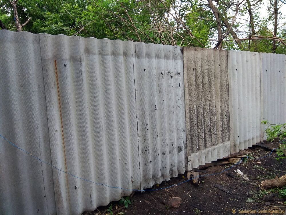 забор из шифера волнового, забор из шифера, забор из шифера волнового своими руками, красивый забор из шифера, шиферный забор