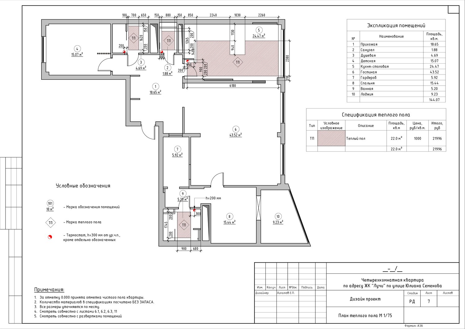 Дизайн-проект квартиры с техническими чертежами: полный проект 100 м² ARDO ЖУР