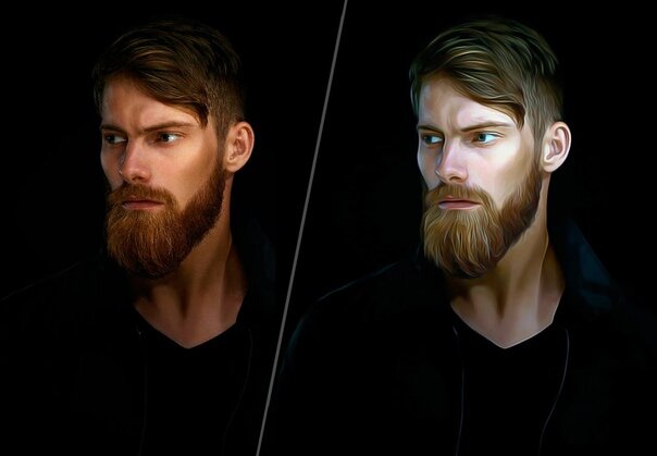 брутальный мужчина с бородой, мужчина с бородой, борода, beard, эффект рисунка в фотошопе