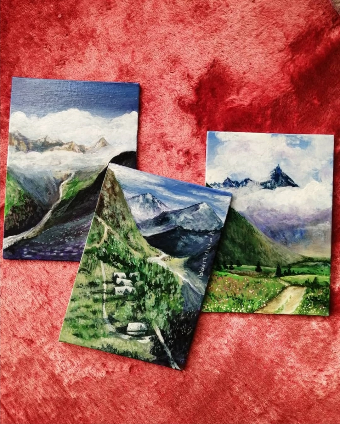 картина горный пейзаж, картина горы, природа, горный пейзаж, пейзаж