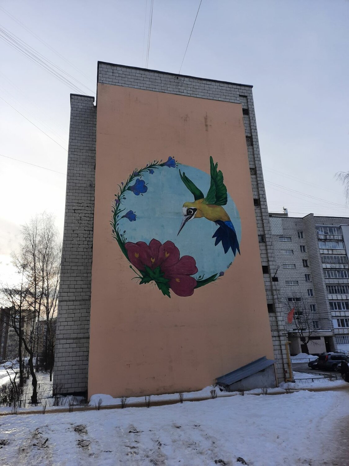 граффити в нижнем новгороде, стрит арт граффити, рисунок на фасаде дома, стрит арт, граффити