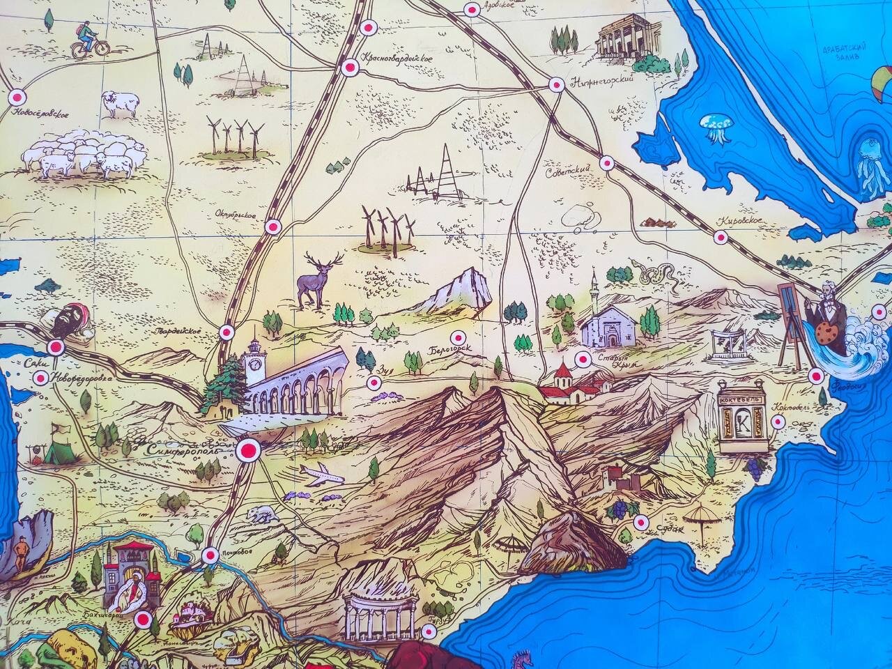 карта крыма, карта крыма достопримечательности, карта крыма туристическая, карта крыма с достопримечательностями для туристов, карта крыма подробная