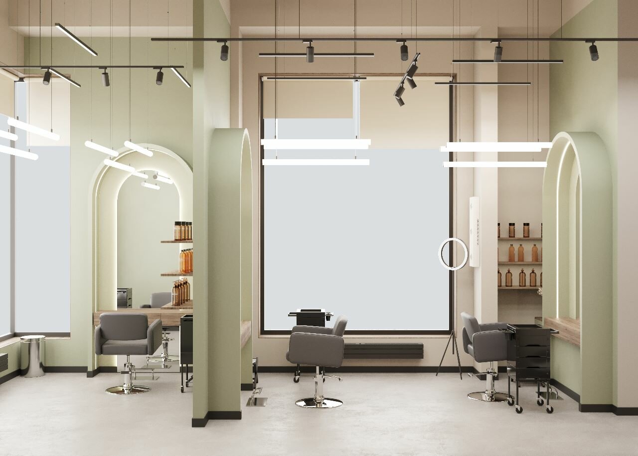 интерьер парикмахерской, салон красоты, салон, салон красоты ar studio дмитровское, дизайн салона красоты