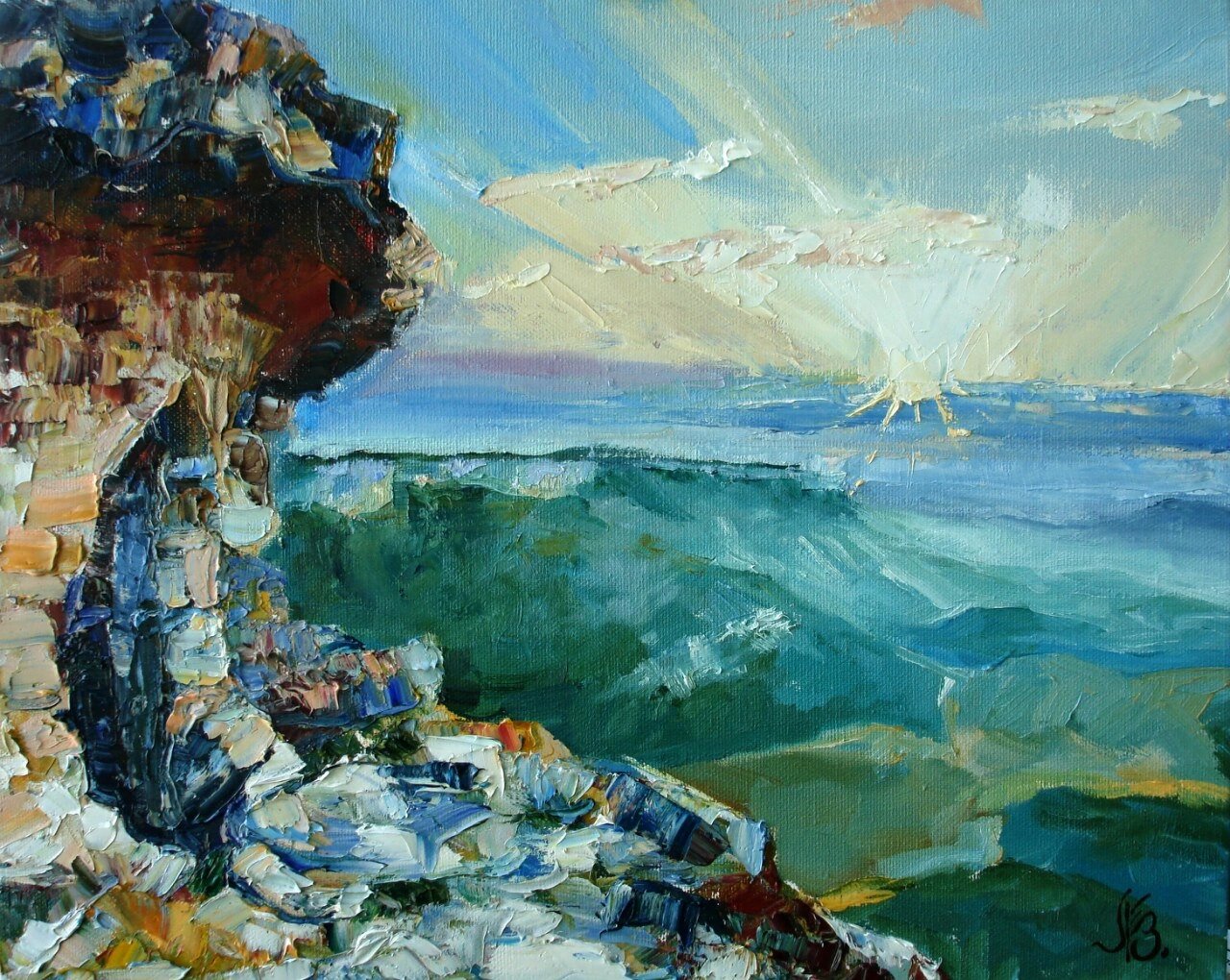 масло живопись, морской пейзаж маслом, пейзаж картина маслом, пейзаж маслом, живопись мастихином сезанн