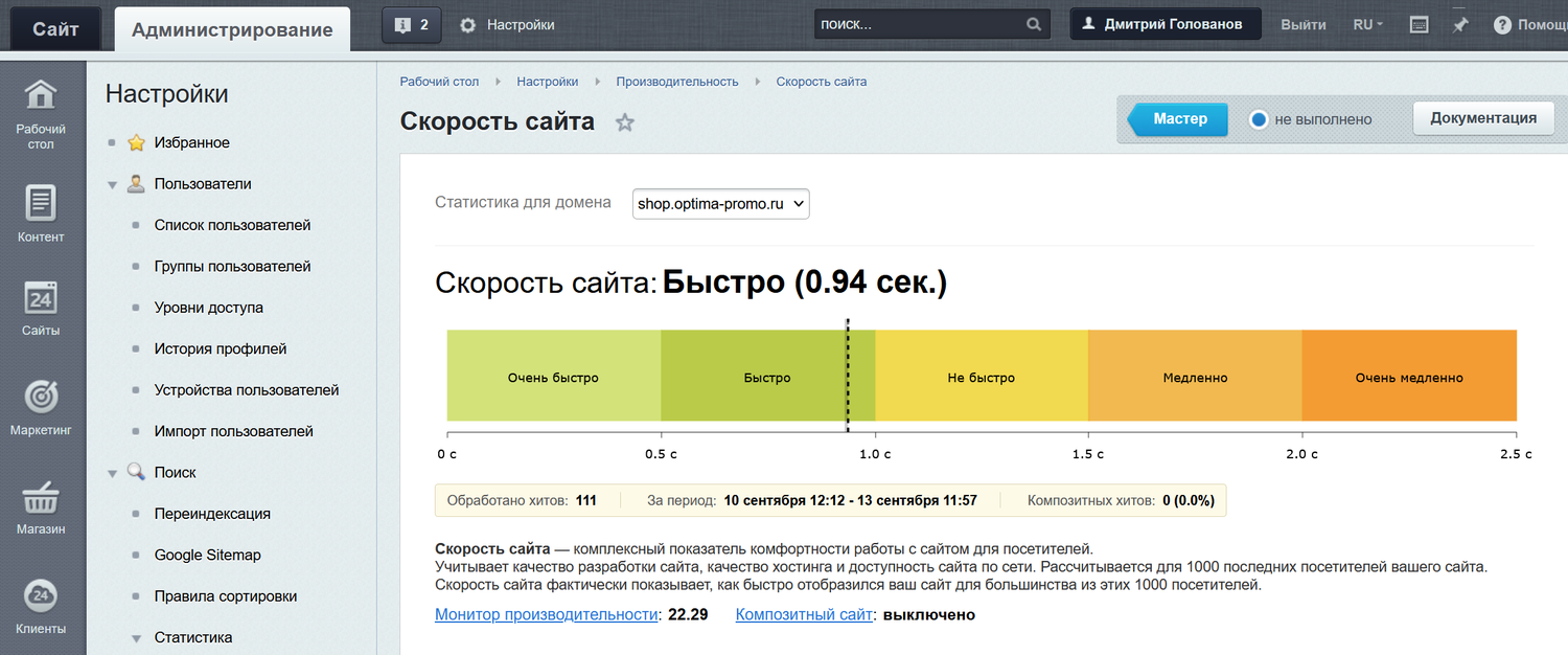 1с-битрикс, админка битрикс, экран телефона, проверка скорости, скорость
