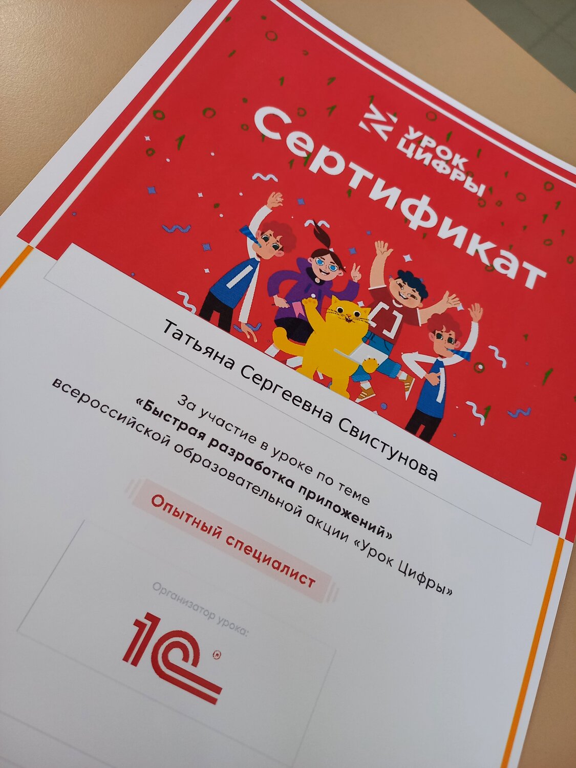 сертификат, сертификат урок цифры, в школе, учащиеся, школьный портал