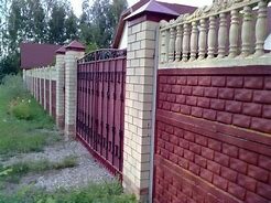 кирпичный забор, забор из кирпича, заборы для частного, заборы для частного дома, декоративный забор из бетона