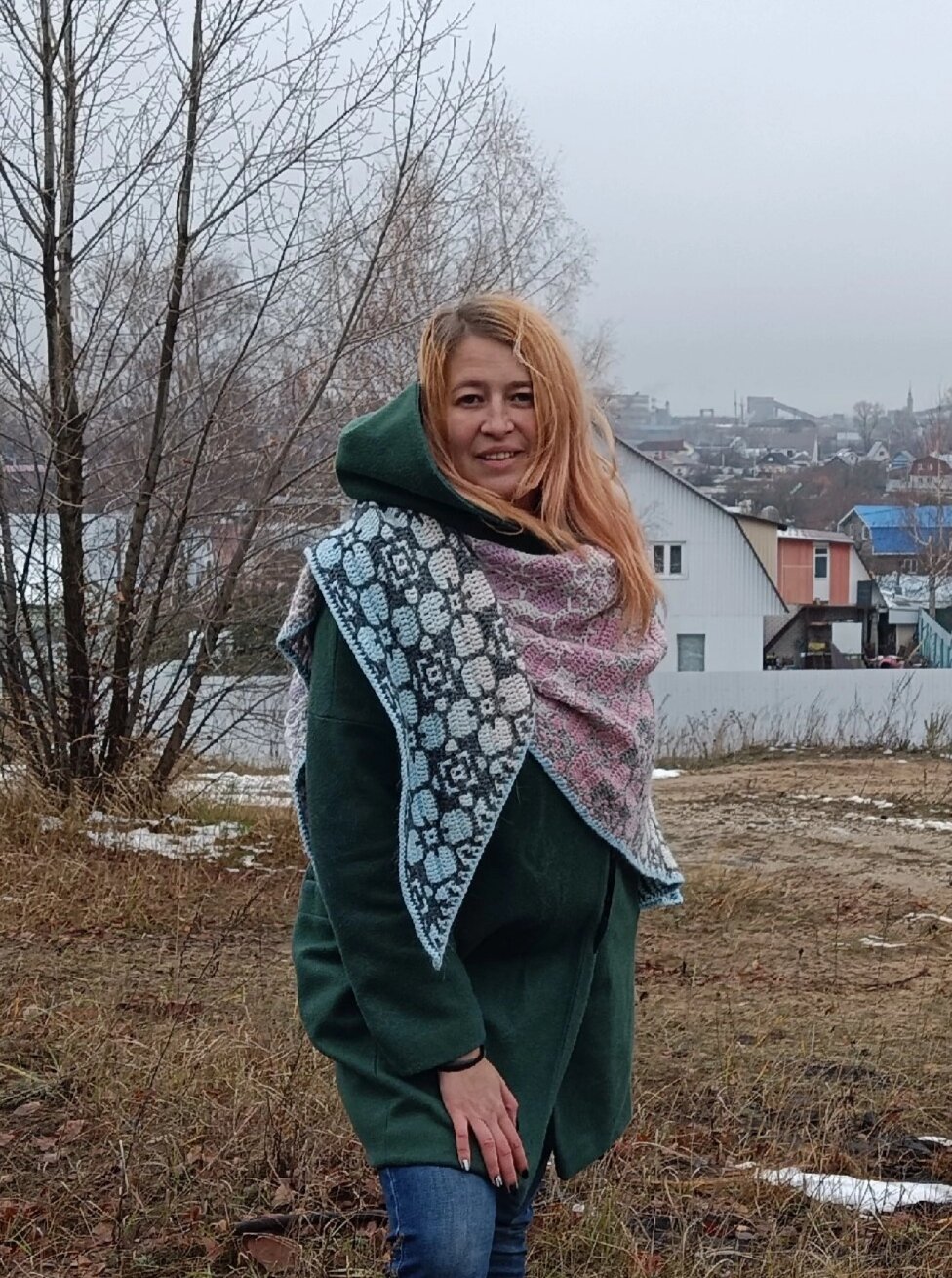 платок, платок шаль, павлопосадский платок, павловопосадский платок, девушка