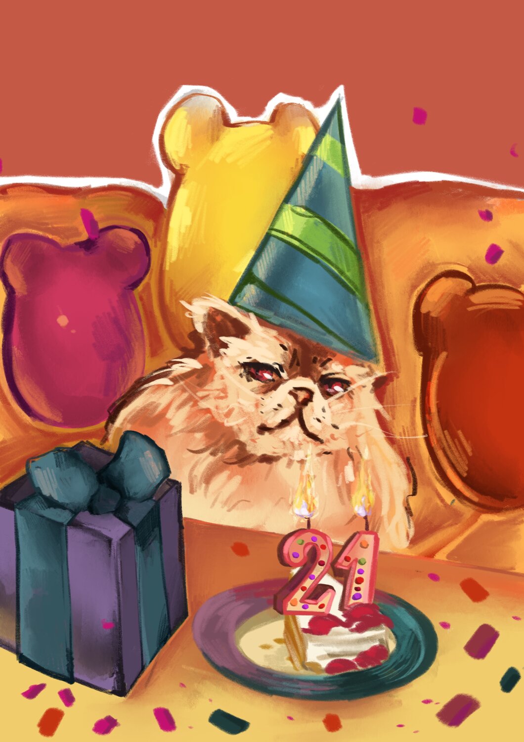 грустный кот happy birthday, happy birthday angela, день рождения, котики, день рождения иллюстрация