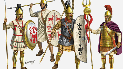 Карфагенские солдаты времен Пунической Войны (В массе своей, армия Карфагена состояла из наемников)