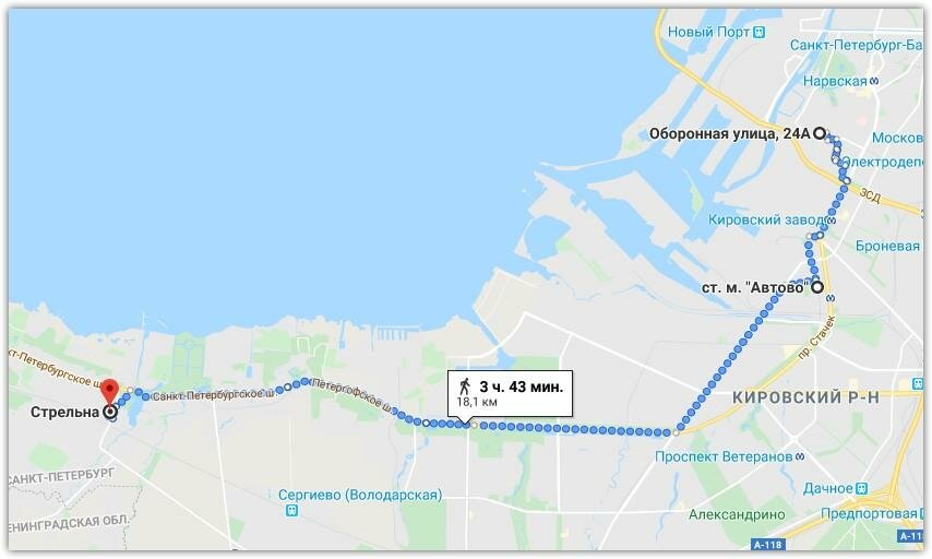 Карта стрельны с улицами и номерами домов