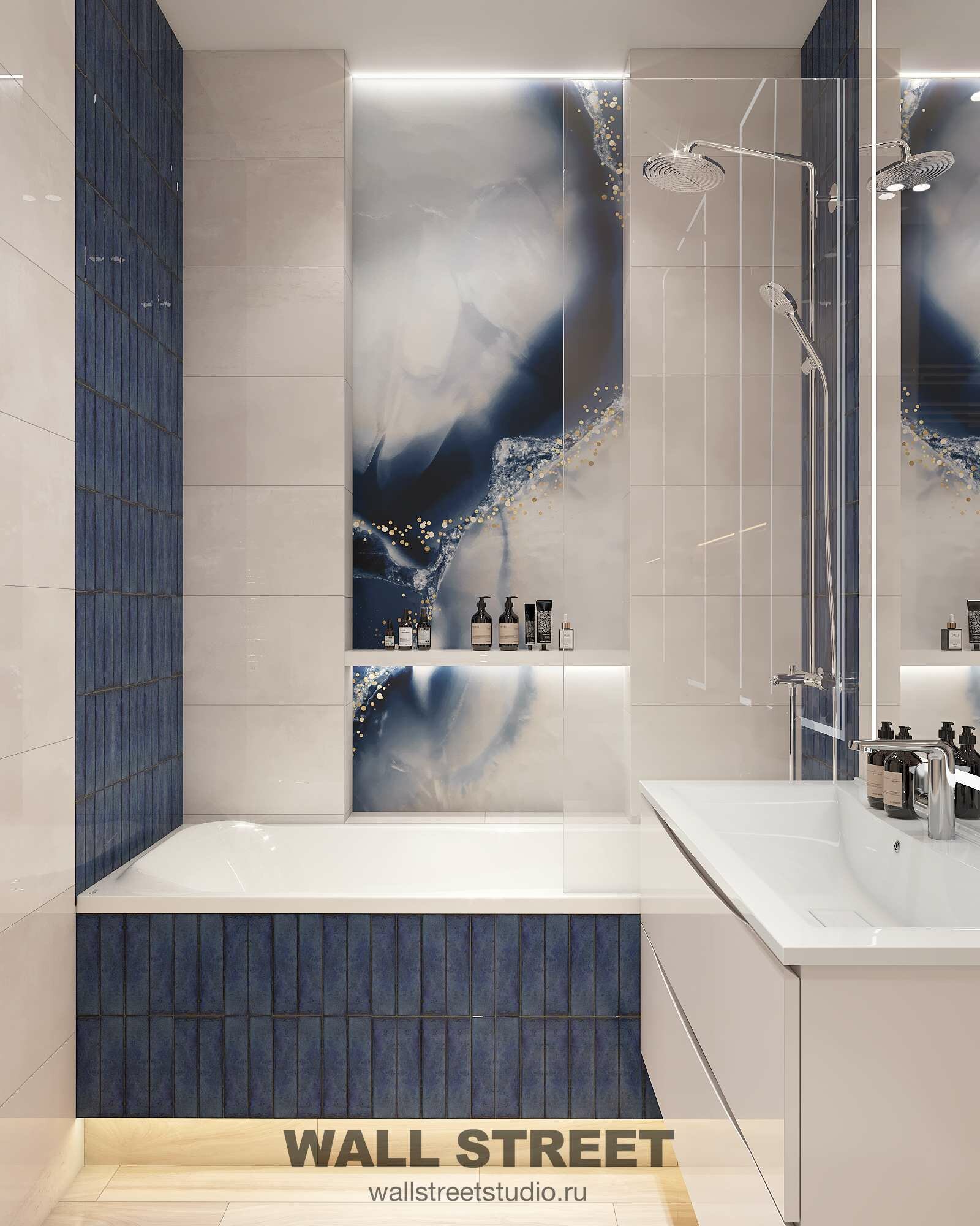 Хочу, чтобы в ванной комнате одну стену сделали необычной, то есть необложенную плиткой, а с какой-то другой отделкой, что может подойти?» —Яндекс Кью