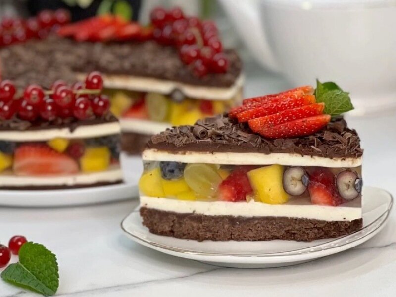 Рецепт творожного торта с фруктами без выпечки с фото пошагово