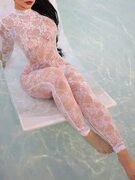 Женское кружевное прозрачное сексуальное нижнее белье с цветочным рисунком, винтажный сетчатый комбинезон с длинным рукавом и ло