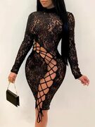 Купить LW SXY Gradient Bandage Hollow-out Design Dress : фото, отзывы, характеристики