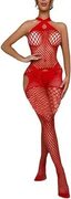 V-TiNG Sexy Weihnachten Dessous für Damen Nahtlose Mesh Chemise Dessous Bodystocking Baby Doll Minikleid Sexy Kleid Fishnet Negl