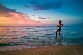 Children Running By The Sea Picture And HD Photos Free Download On Lovepik