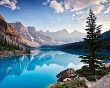 Скачать обои landscape, mountains, lake, pines, раздел природа в разрешении 1280x1024