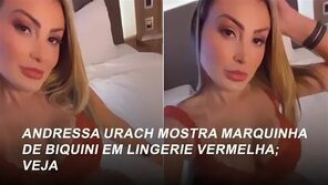Andressa Urach faz vídeo de lingerie vermelha e mostra marquinha de biquíni