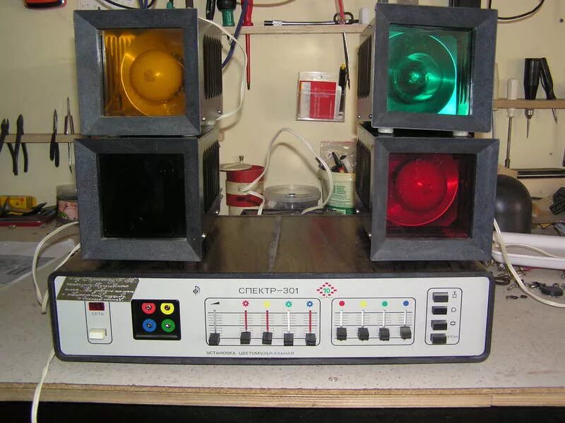 Спектр 301 установка цветомузыкальная схема Цветомузыкальная приставка Электроника ЦМП-02 замена ламп на светодиоды