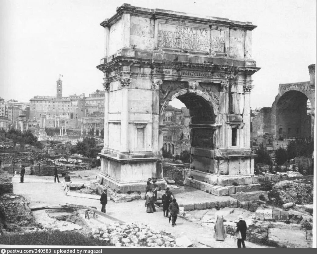 Начало города рима. Арка Тита в Риме. Триумфальная арка Тита в Риме. Арка Тита в Риме 19 век. Триумфальная арка Тита Италия.