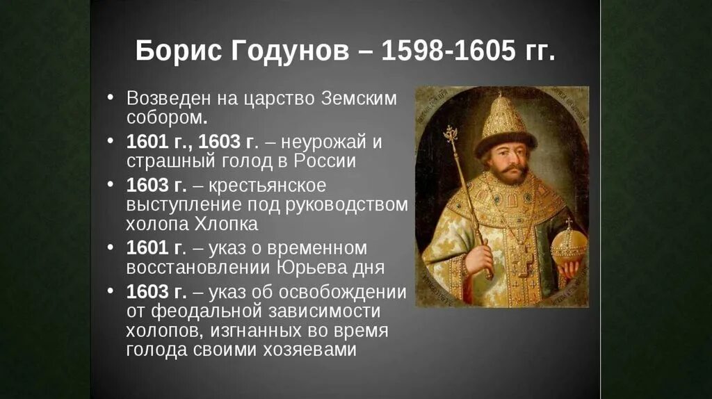 Правление Бориса Годунова. Назовите царя свергнутого мятежниками