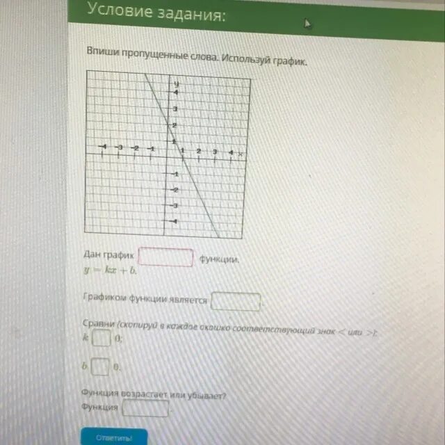 Функция y=kx. Y kx+b график. График функции задачи. K 0 b 0 график функции. Впиши пропущенные слова.