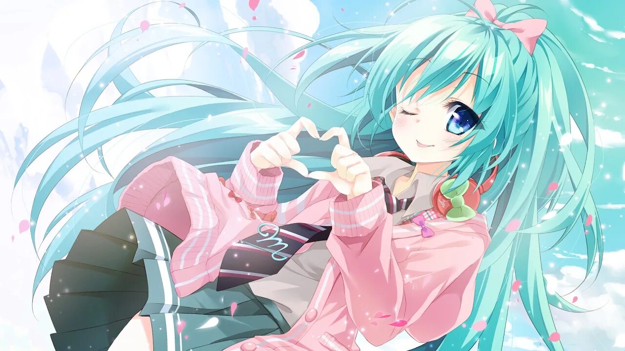 Download 3840x2160 Vocaloid, Hatsune Miku, Sakura Blossom, Smiling, Leaves Wallp