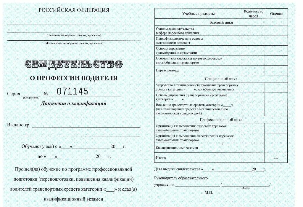 Документ о пройденном обучении. Документ о пройденном обучении