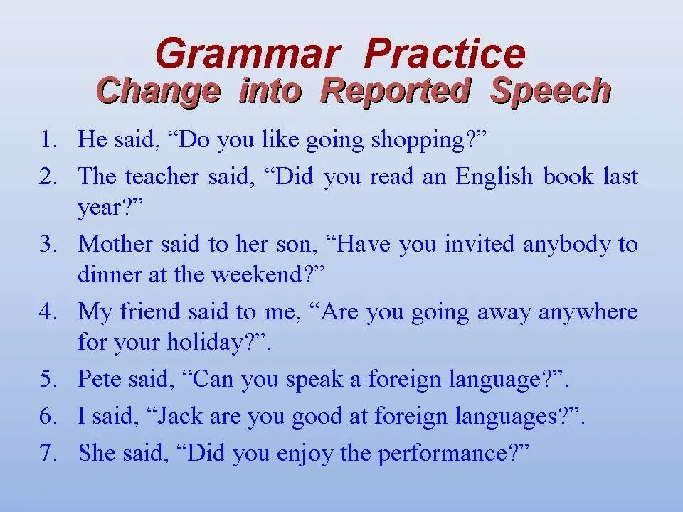 Reported speech 7