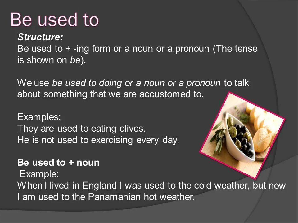 Used to get used to правило. Get used to и be used to правило. Конструкция get used to. Разница used to be used to get used to.