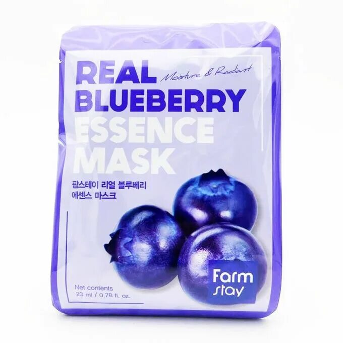 "Маска с экстрактом черники real Blueberry Essence Mask". Farmstay real Blueberry Essence Mask. Тканевая маска для лица с экстрактом черники, 23мл, Farmstay. Тканевая маска для лица Farm stay, 23 мл. Маска 23.03 2024