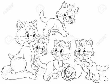 Нарисовать 5 котят
