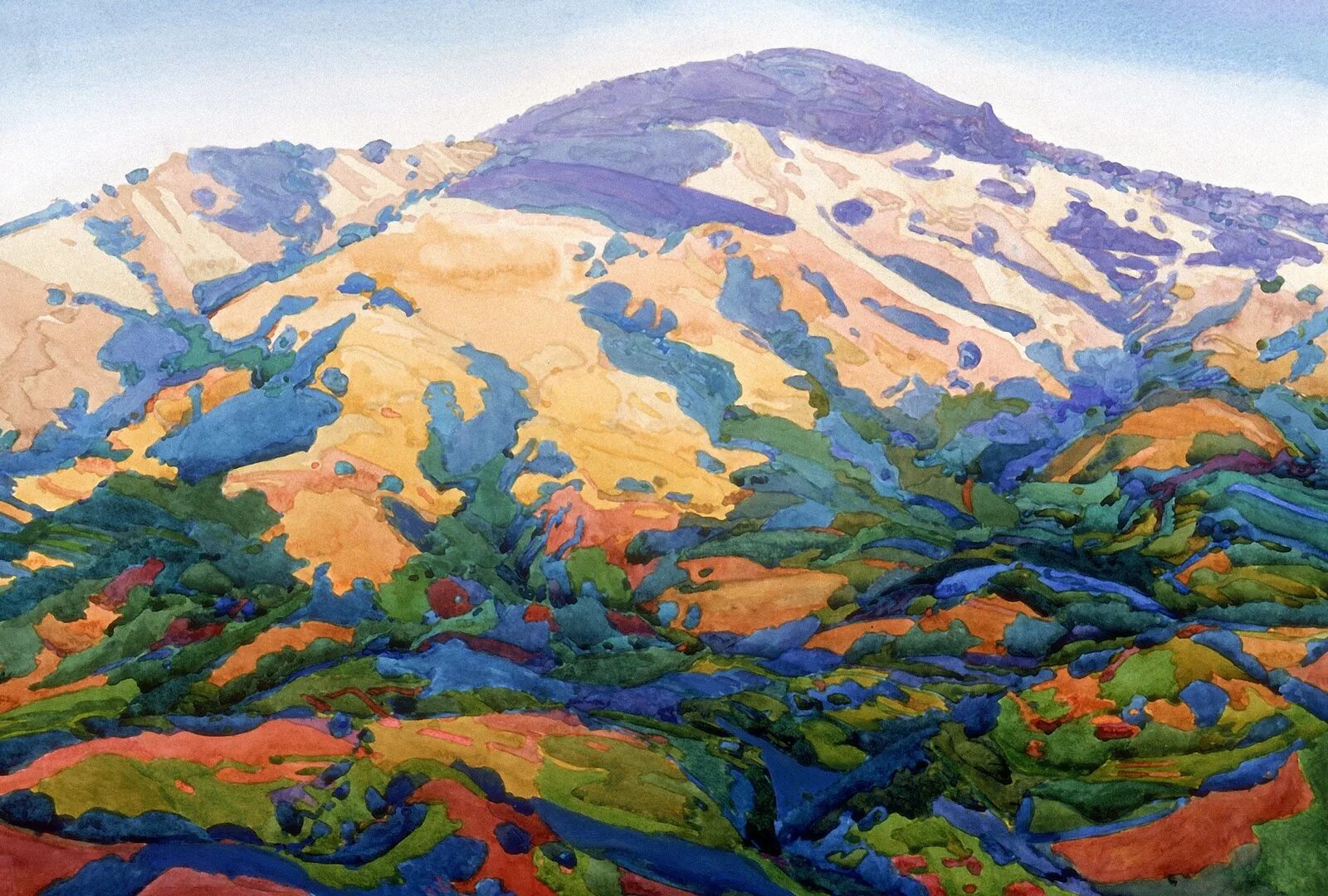 Painted landscape. Робин Парсел художник. Ричард Воуро художник. Декоративный пейзаж горы. Горы декоративная живопись.