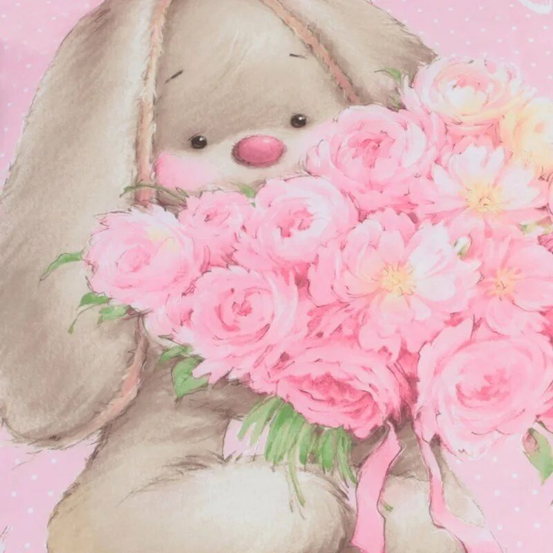 День рождения женщине зайка. Мишка с цветами. Красивый Медвежонок с цветами. Милый Медвежонок с цветами. Милая открытка с днем рождения.