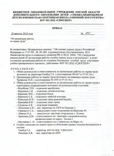 Образец приказа об обеспечении сиз