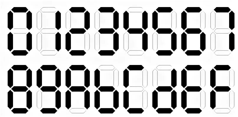 Цифры на семисегментном индикаторе. Цифры семисегментного индикатора. цифры на 7 сегментном индикаторе. шрифт семисегментного индикатора. алфавит на 7 сегментном индикаторе.