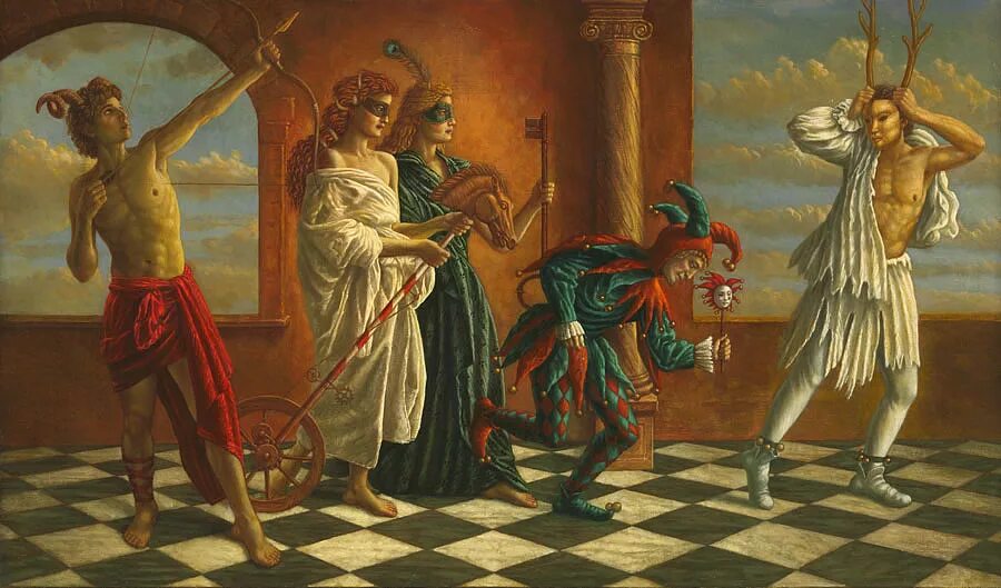 Римские сатирики. Художник Jake Baddeley. Пантомима в древнем Риме. Театральное и музыкальное искусство античности. Античный театр в живописи.