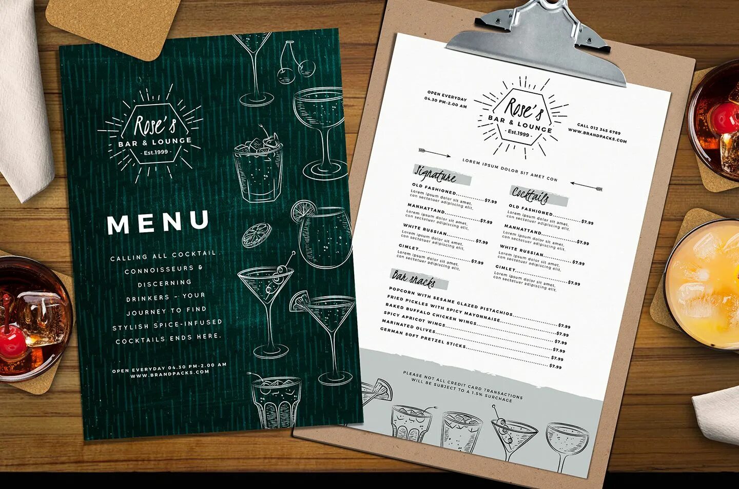 Меню в стиле лофт Полиграфия для кафе и ресторанов ( HoReCa