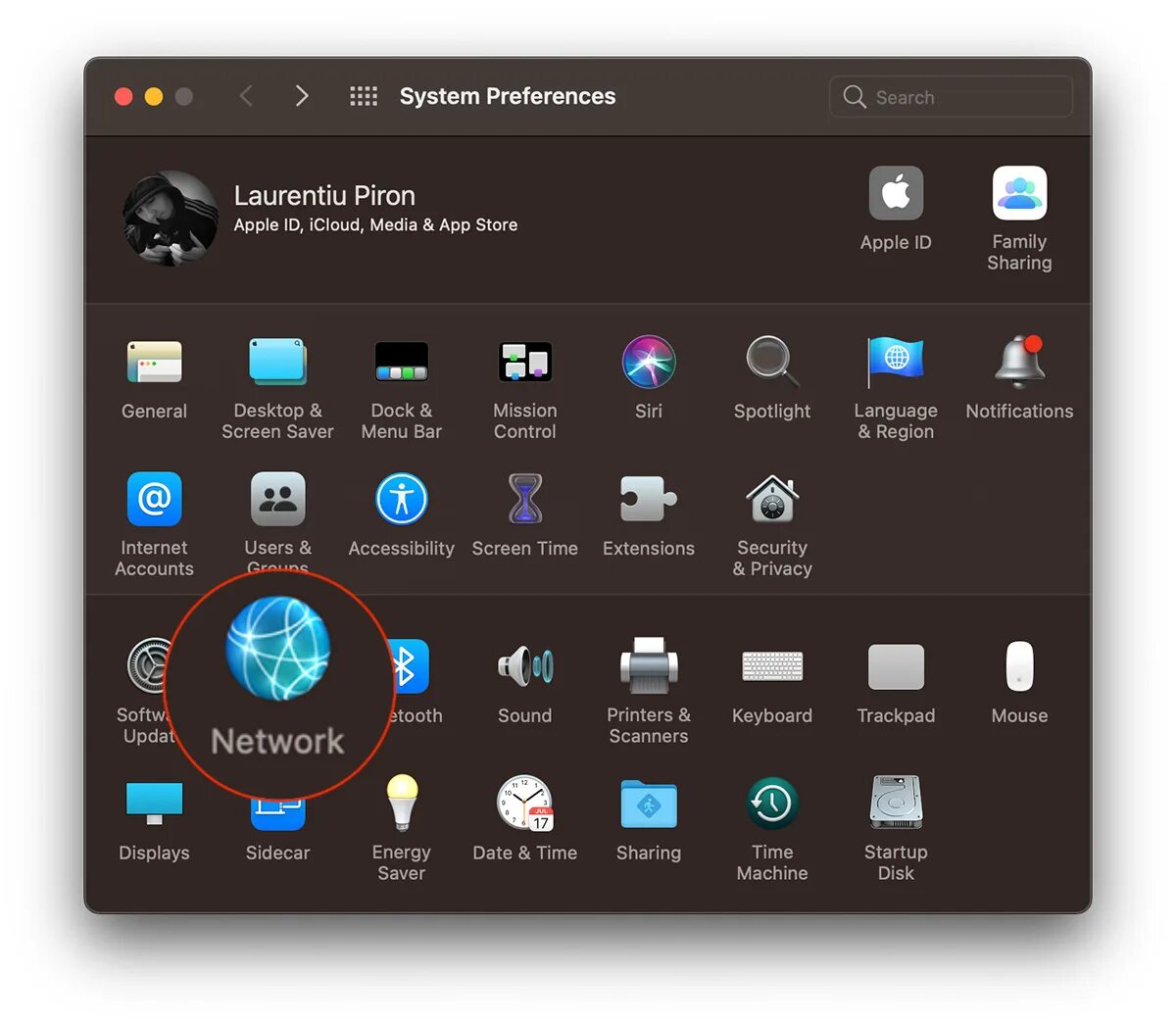 App system user. System preferences. imac system.