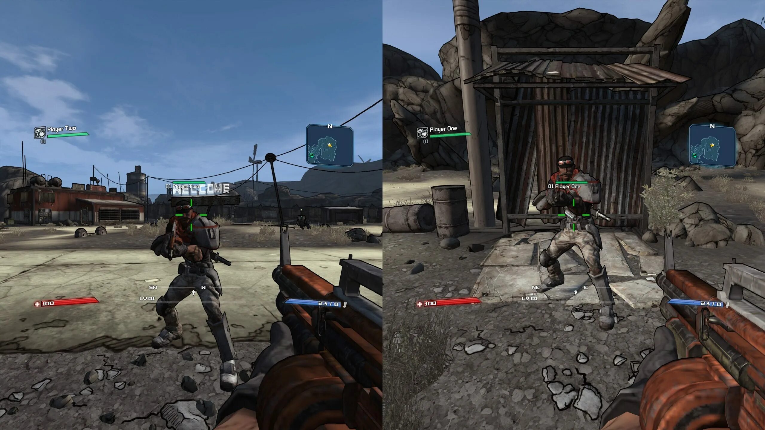 Borderlands split screen. Бордерлендс 2 сплит скрин. serious sam 3 сплит скрин. borderlands goty enhanced. мультиплеер бордерлендс 1.