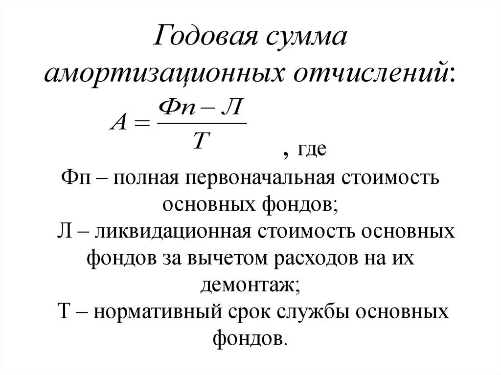 Определить годовую величину амортизационных