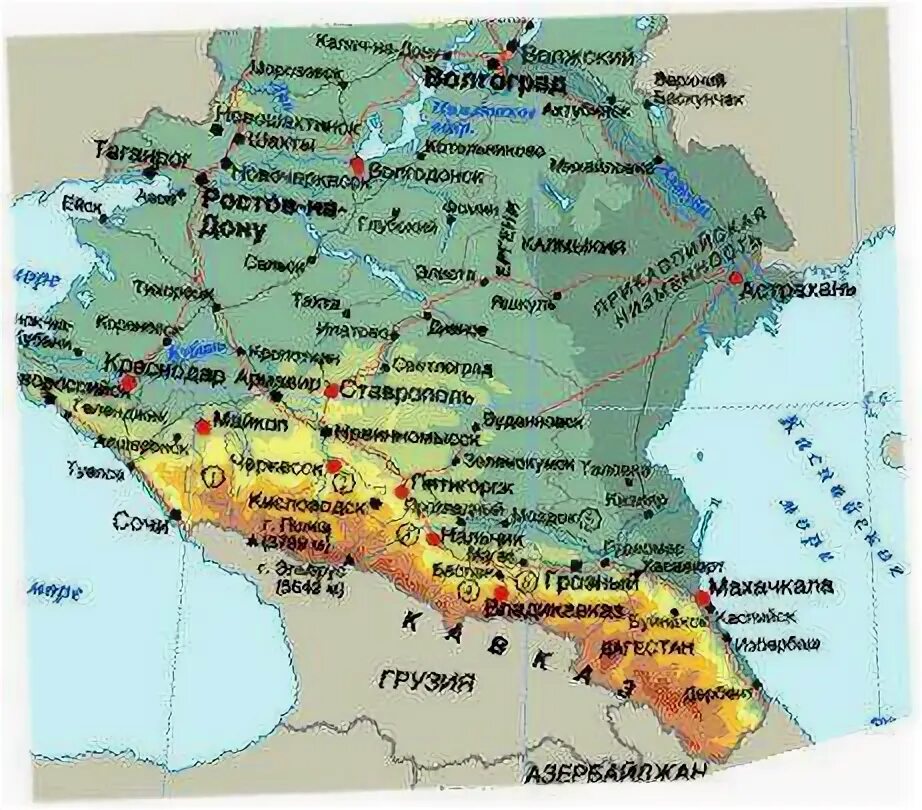 Физическая карта Юг России Кавказ. Политическая карта европейского Юга России. Юг России на карте России с городами. Физическая карта европейского Юга России. Центр юг рф